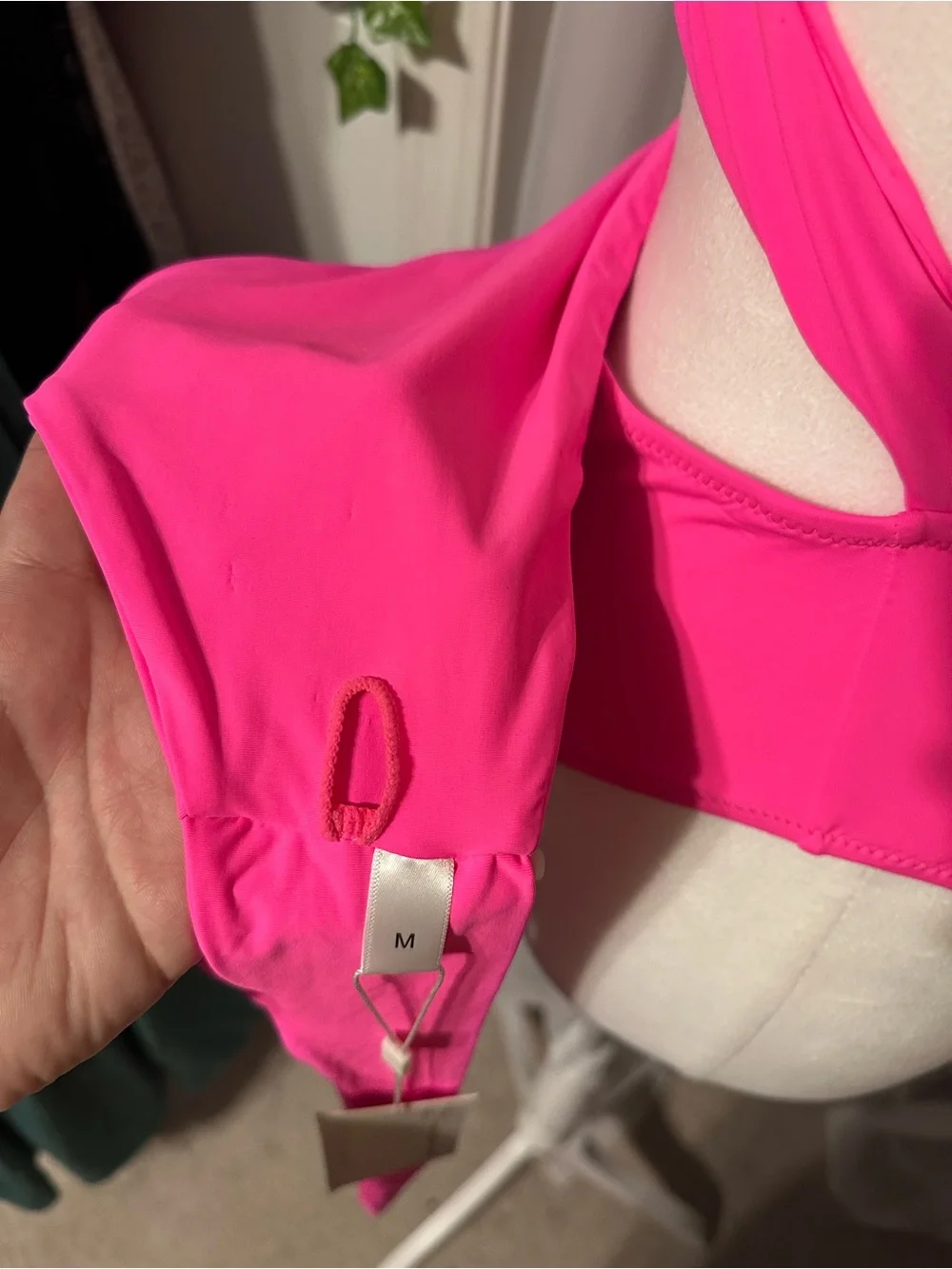 Hot Pink Wrap Tie back High Waist One-Piece Swimsuit size M
